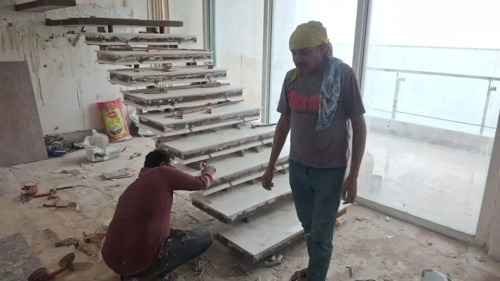 marble polishing of the staircase